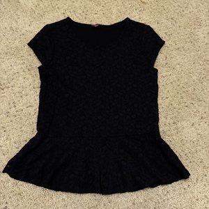 Vince Camuto black lace peplum top